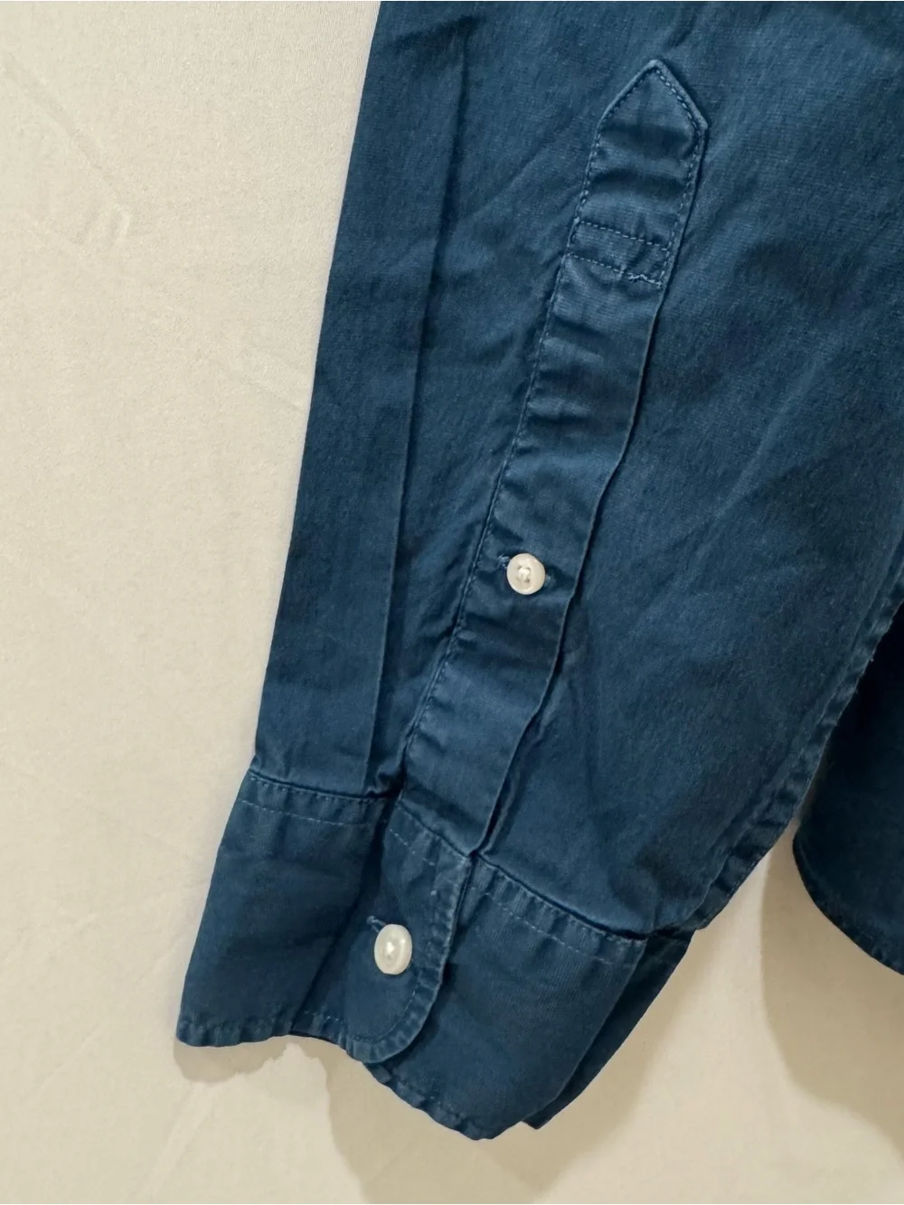 ⁠J.Crew Mens Medium Short Slim Untucked Secret Wash Stretch Shirt Navy Blue